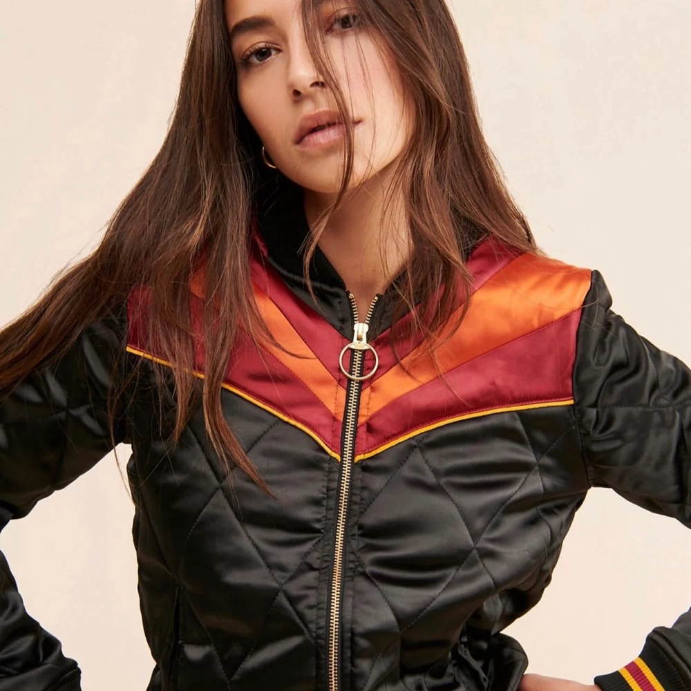 Bomber jacket - retro - classic rock couture - S - black rising Sun jacket